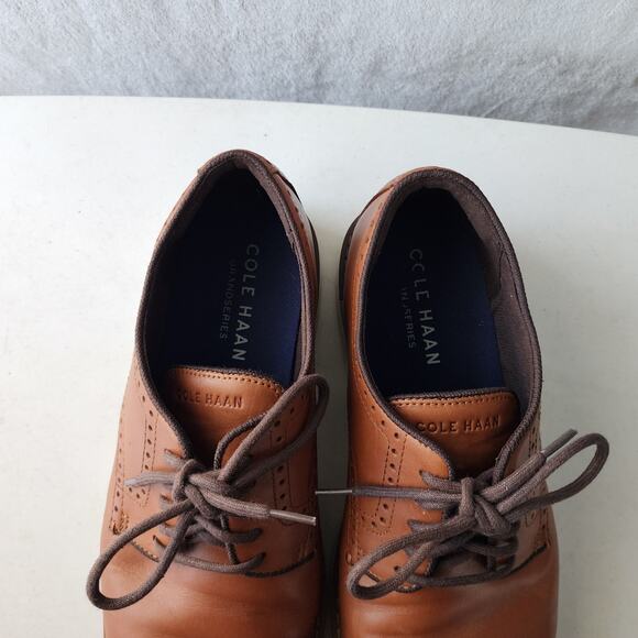 Cole Haan Dress Shoes Mens Size 10 Oxford Go To Plain Toe British Tan Leather - Picture 6 of 11